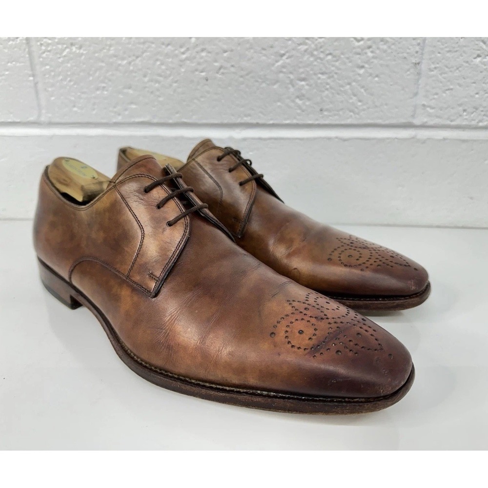 Magnanni Gerardo Medallion Toe Derby - Tobacco Brown Leather 18199 / Men's 10 M